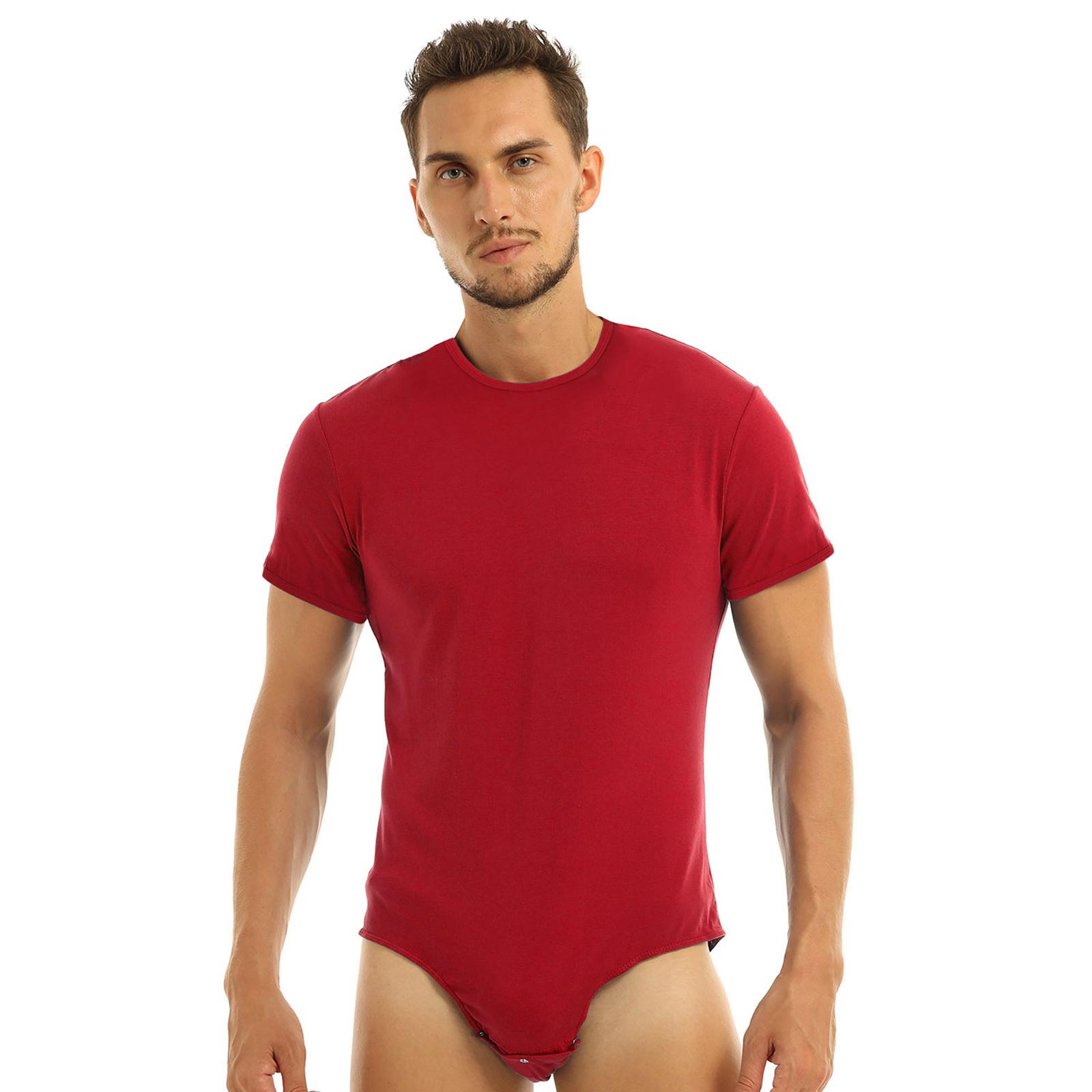 Herren-Einteiler, kurzärmelig, T-Shirt mit Druck im Schritt, Body, Strampler, Pyjama, Windel-Spielanzug für Erwachsene M