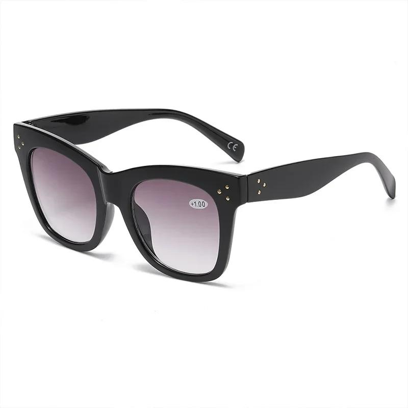 Elegante Modische Lesebrille mit Großem Rahmen Farbverlauf-Linse Langlebig und Bequem Brille Dioptrien +1,0 bis +4,0 1.5 black
