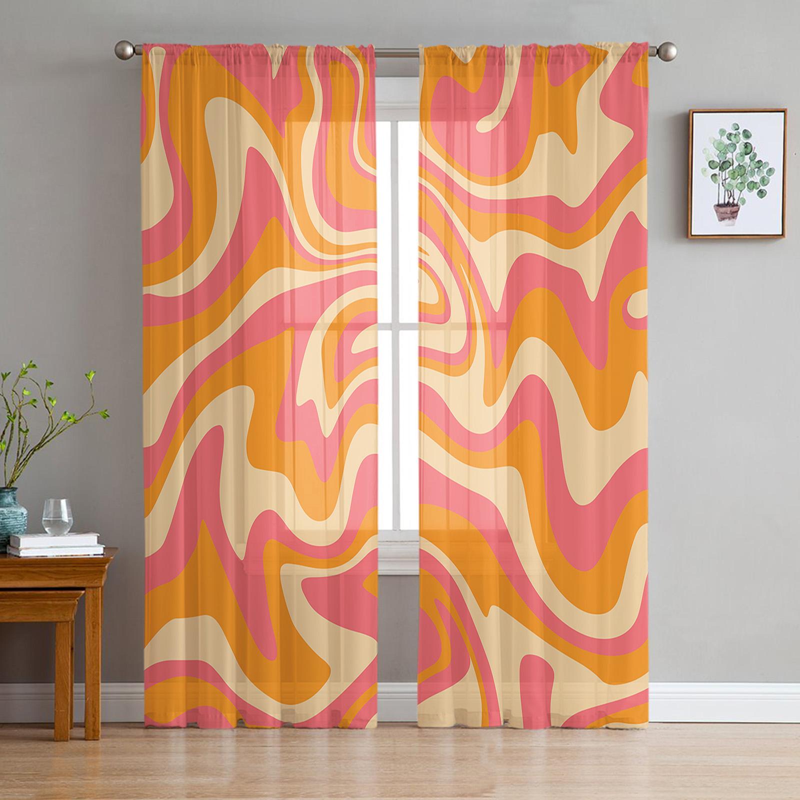 Türkisfarbene Gardinen mit Marmorstruktur für die Wohnzimmerdekoration, Fenstervorhänge für die Küche, Tüll-Voile-Organza-Vorhänge W135 x H160cm x1&Grommet Top