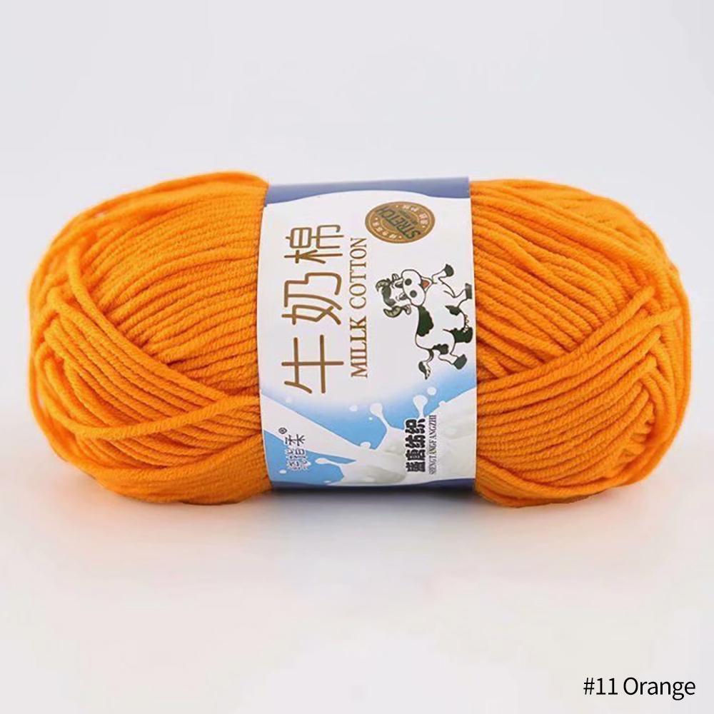FEIJIEAST 50 g/Rolle Milch-Baumwollgarn, 5-lagig, Handstrickgarn, weich, warm, DIY-Baumwollfäden, Babywolle zum Handstricken, Häkelgarn orange