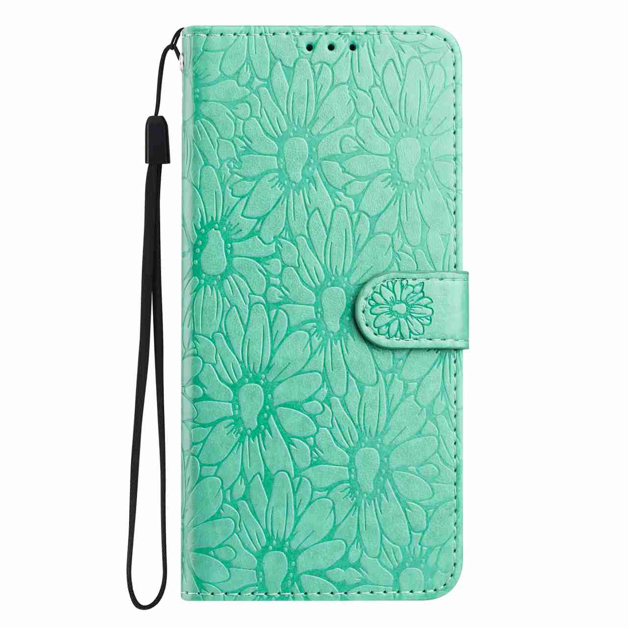 10-Farben Gänseblümchen geprägtes Flip-Kartenetui für Redmi Note 14/Note 12/13C/14C/Xiaomi 14T,Xiaomi 11T,Xiaomi 13 Lite,Xiaomi Mi 11 Lite,Xiaomi Poco X6... Xiaomi 13 Lite grün