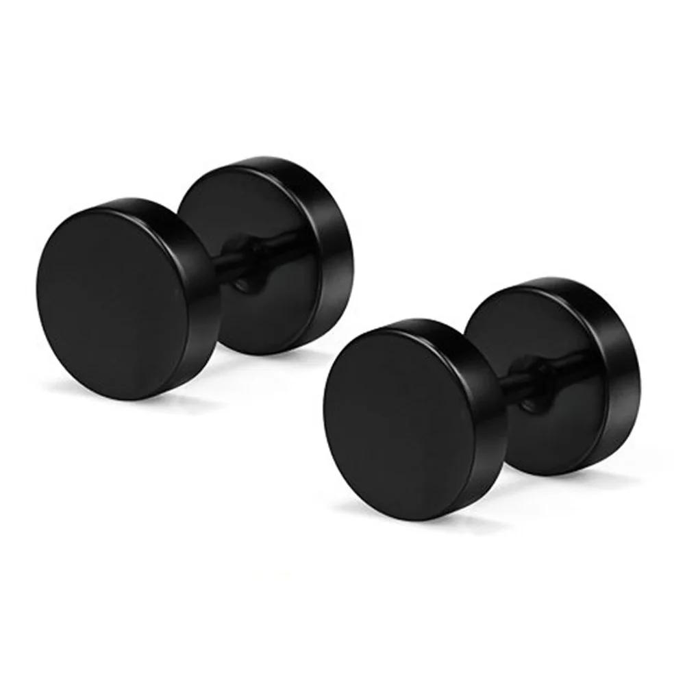 Ein Paar Runde Schwarze Edelstahl-Steckohrringe Für Damen Hantel Piercing Ohrringe Herren Punk Mode Schmuck 2-14mm 12mm schwarz
