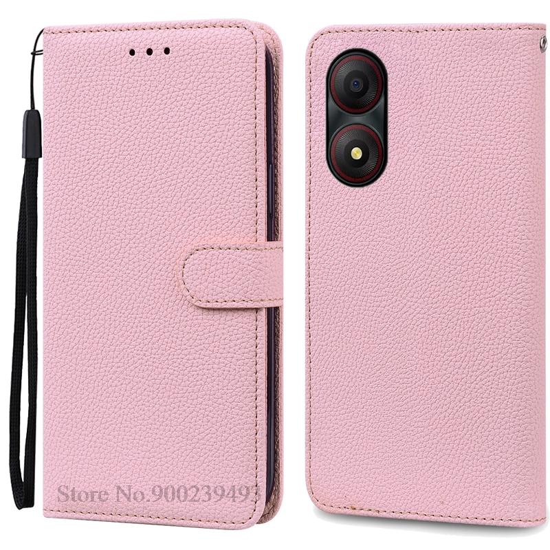 Für ZTE Blade A34 Hülle Brieftasche Leder Flip Back Cover Für ZTE Blade A34 Hülle Weiche Silikon Funda Für ZTE Blade A34 Handyhüllen For ZTE Blade A34 rosa