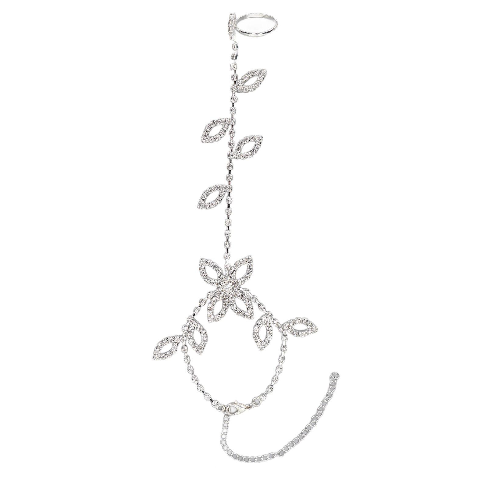 Strass Fußkette Damen Stilvolles Blätterförmiges Anhänger Fußkettchen Schmuck Accessoires für Strandparty