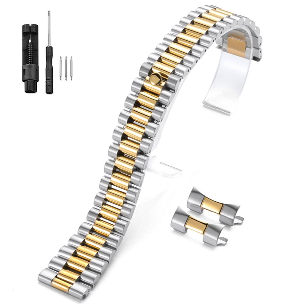 20mm 21mm 22mm Luxus Massives Uhrenarmband 304L Edelstahl Faltschließe Armband für Rolex Herren Damen Uhrenzubehör 22mm gray