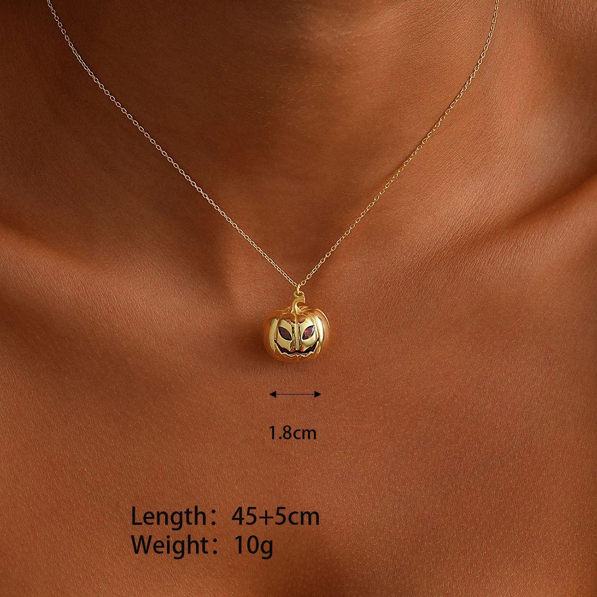 Zierlicher 18K Gold Platinierter Edelstahl Kürbis Zarte Kette Minimalistisch Einfach Halloween Schmuck Bester Freund Schmuck Geschenke gold