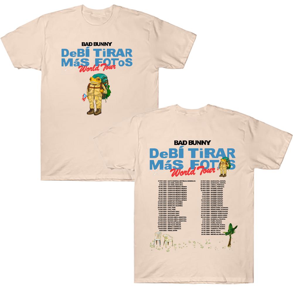 Bad Bunny Debí Tirar Más Fotos Welttour 2026 T-Shirts Rapper Bad Bunny Baumwoll-Tees Unisex Hip Hop Übergroßes T-Shirt Streetwear L