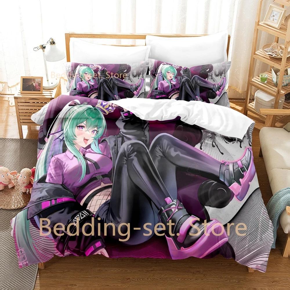 Finana Ryugu Bettwäsche-Set, Einzel-, Zwillings-, Voll-, Queen- und King-Size-Bettset, Schlafzimmer für Erwachsene und Kinder, Bettbezug-Set, 3D-Anime-Bettlaken-Set EU Single 135x200cm