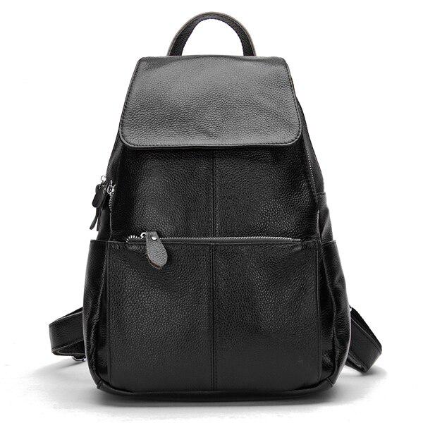 Zency Fashion Damen-Rucksack aus weichem Echtleder, groß, Qualität A+, Damen-Reiserucksack, Schultasche schwarz