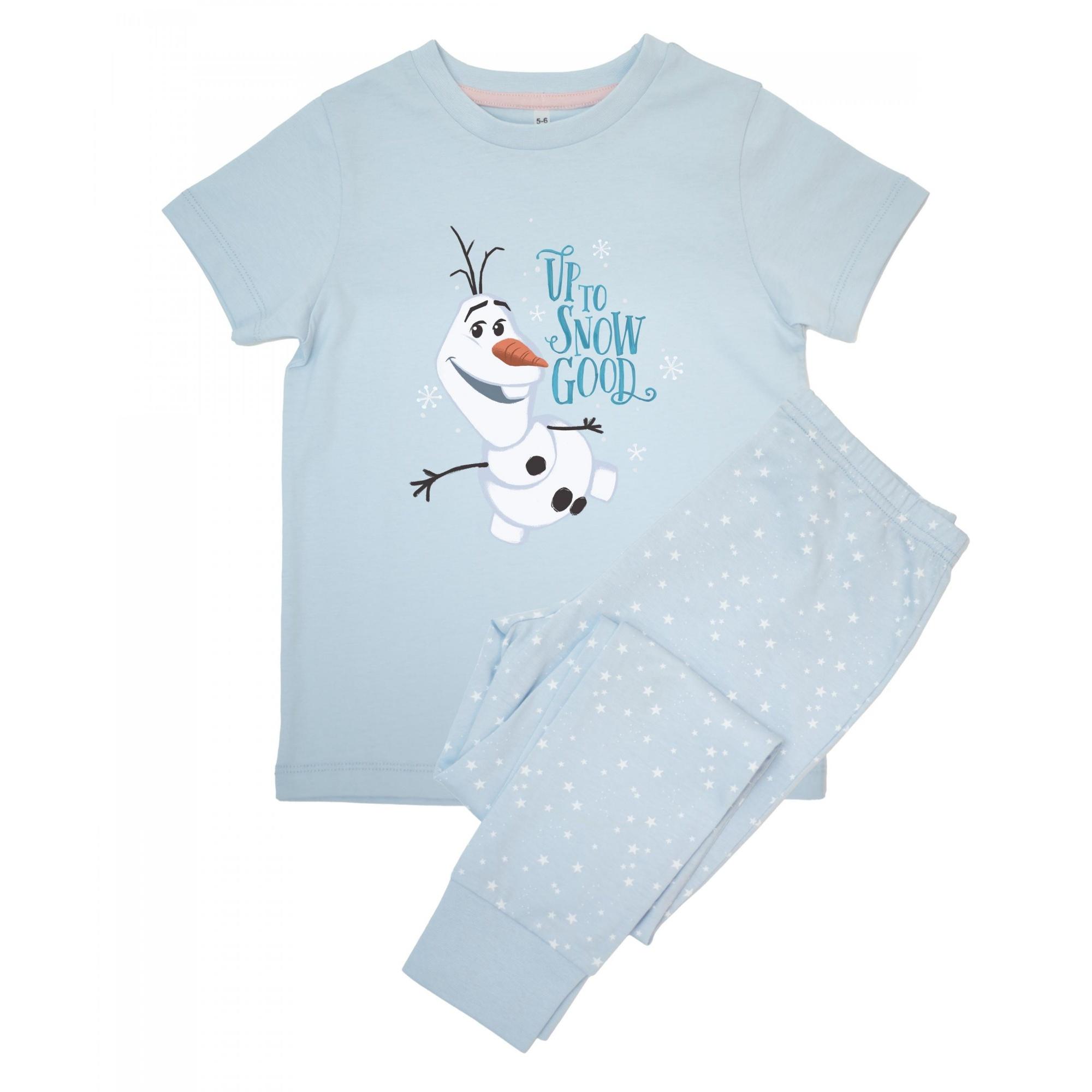 Die Eiskönigin Mädchen Olaf Schnee Kurzarm Lang Pyjama Set 7-8 Years baby blau