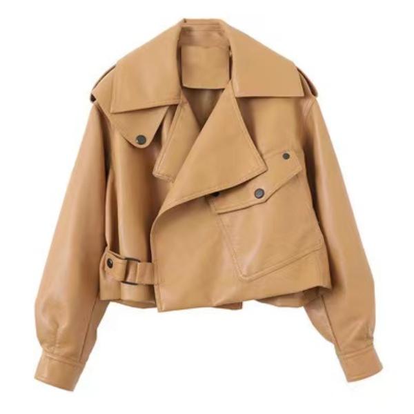 Neue Ankunft Winter Herbst frauen Leder Brieftasche Jacke Frauen Modis Mantel Winter Frühling Frauen Veste Cuir De Couro L khaki