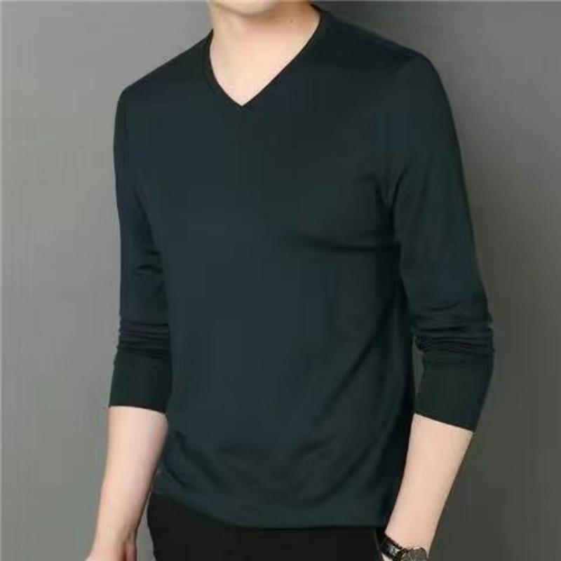 Elastisches Herren-T-Shirt mit V-Ausschnitt und langen Ärmeln, Herren-T-Shirt für Männer, T-Shirts, Herrenbekleidung, T-Shirt, Marken-T-Shirts 5XL