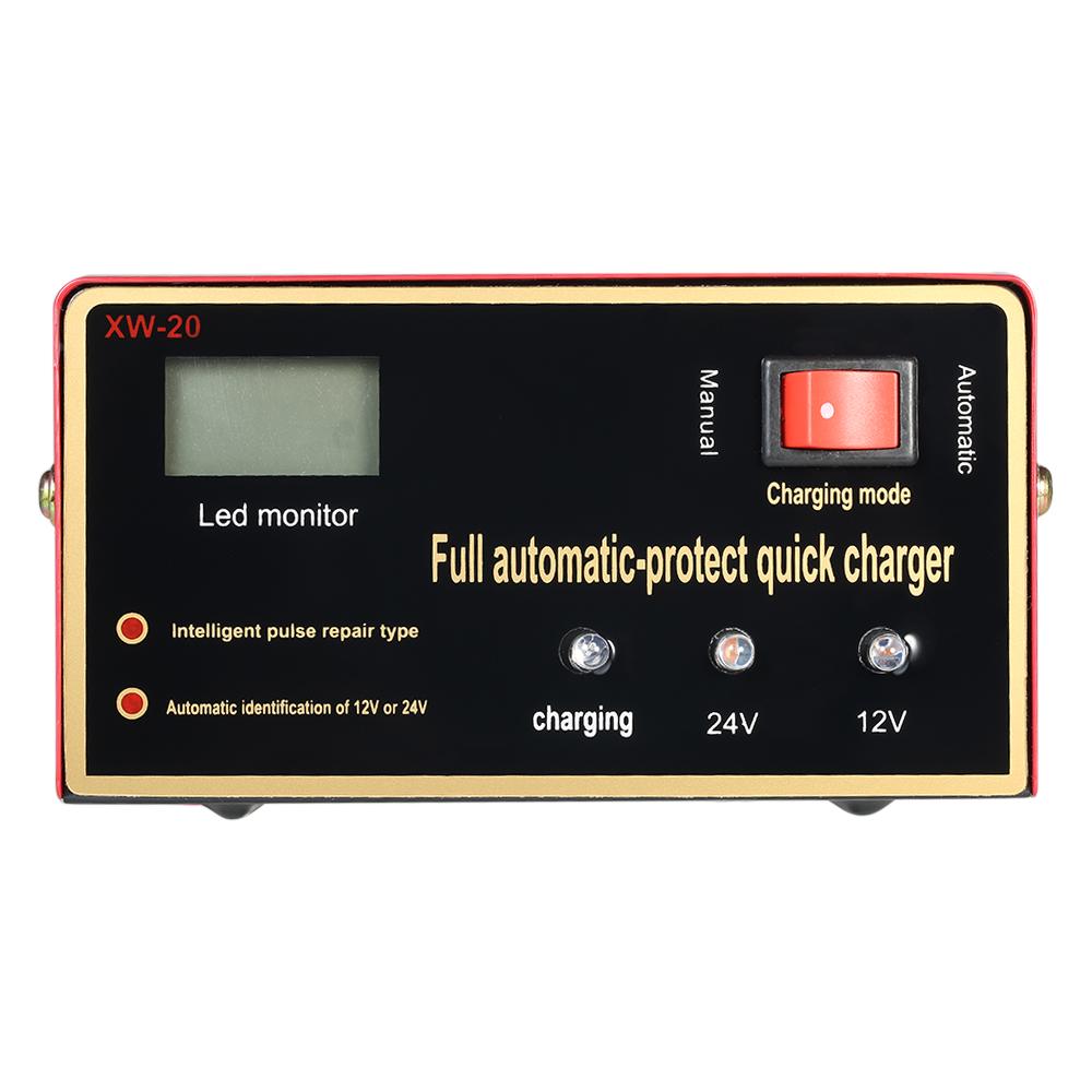 Automatisches Impulsladegerät Autobatterie 12V 24V Intelligente Reparatur Motorrad EU Plug rot