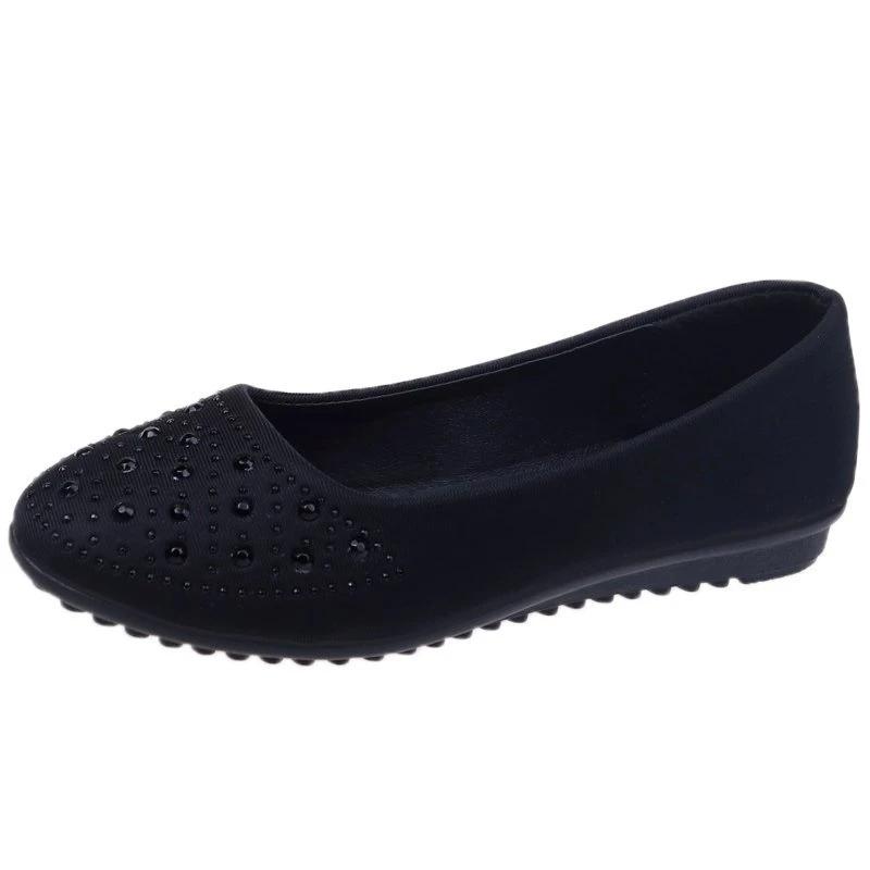 Hochwertige Schuhe Damen Slipper Damen Flats Täglich Lässig Flach Damen Kristall Runde Zehen Übergröße Weiche Sohle Schuhe Damen 43 schwarz