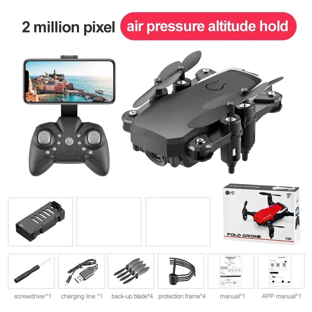 Neue LF606 Drohne WIFI FPV Mini Drohne mit Weitwinkel HD 4K 1080P Kamera Höhe halten RC Hubschrauber faltbare Quadcopter Drohne Geschenk 720P Camera schwarz