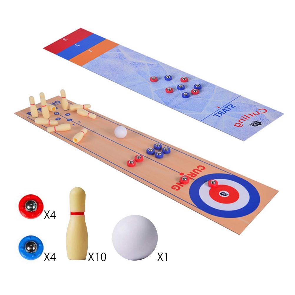 3 in 1 Tisch Curling Spiel Bowling Shuffleboard Tisch Set Familie Spiele für Home Party Geschenk Für