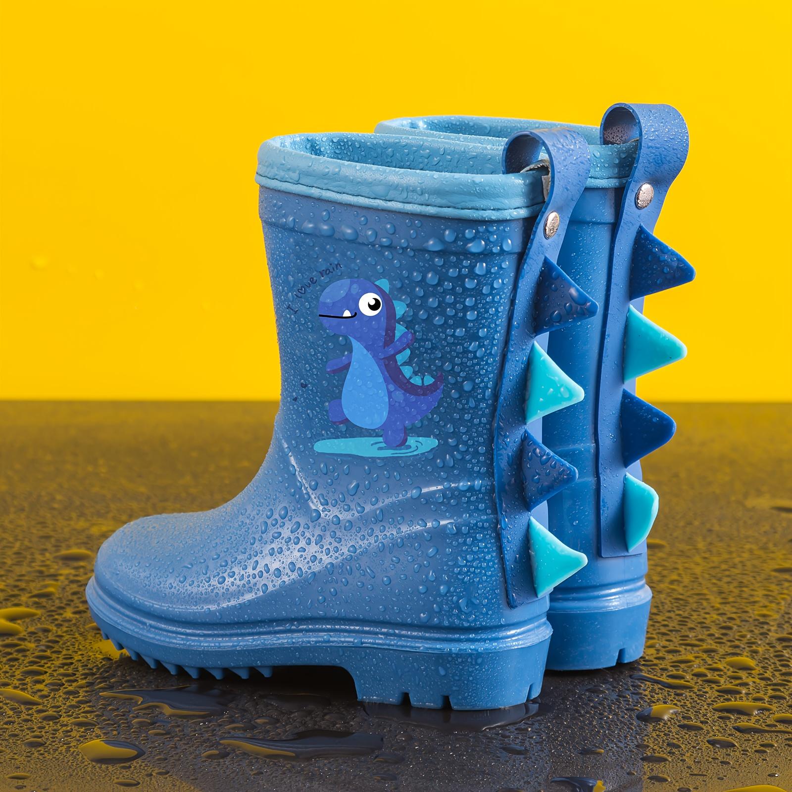Kinder-Gummistiefel für Jungen und Mädchen, knöchelhohe Dinosaurier-Gummistiefel für Kleinkinder und Babys, rutschfeste Gummistiefel für Altersgruppen 23 blau
