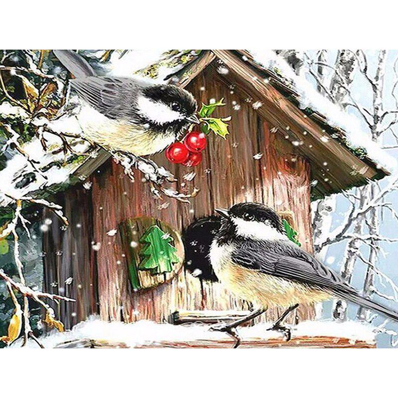 Diamant Stickerei Vögel auf der Jagd nach Nahrung Kreuzstich Diamant Mosaik Diamant Zauberstein Strass 20X30CM