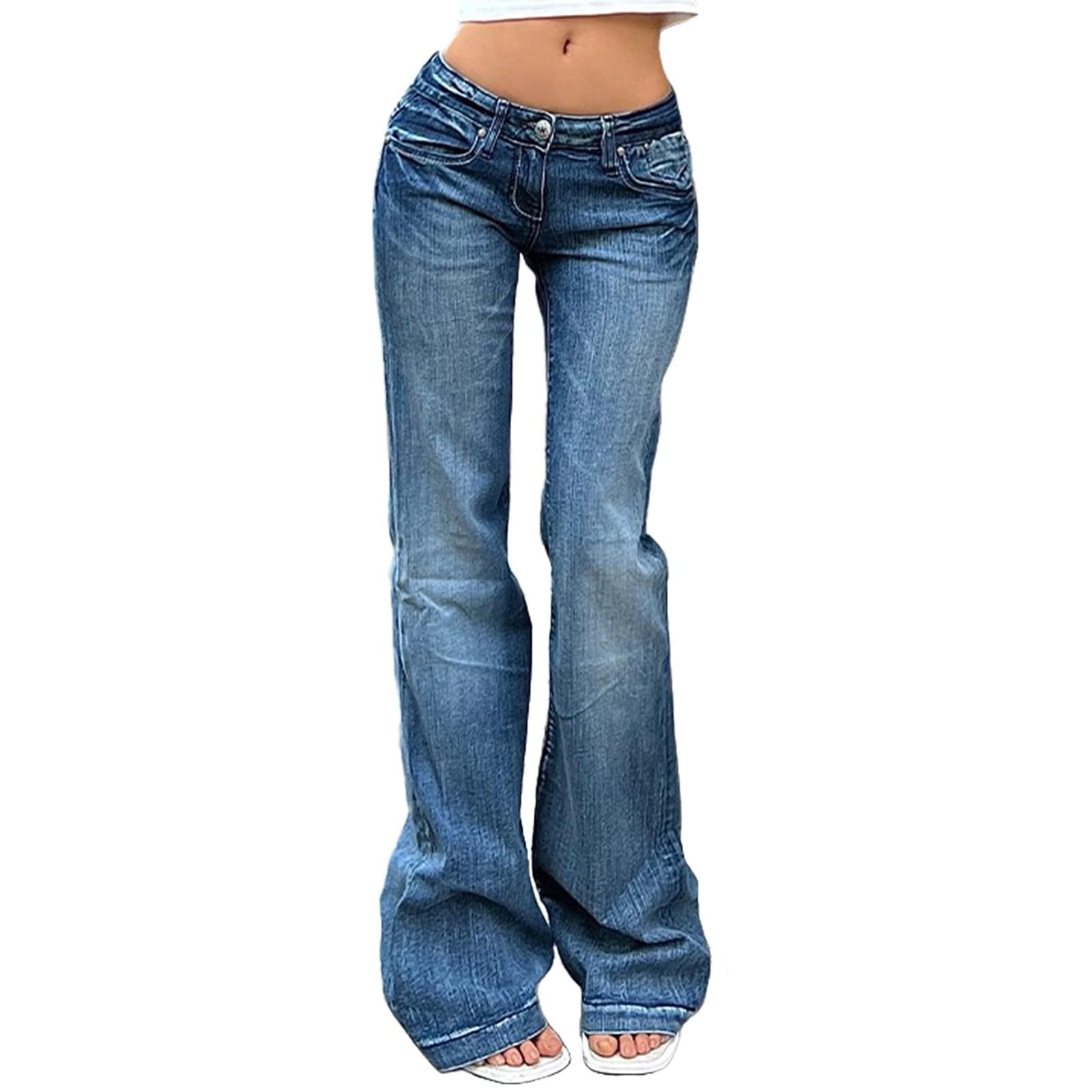 Damen Denim Klassisch Vielseitig Hohe Taille Hochelastisch Modehose S himmelblaue