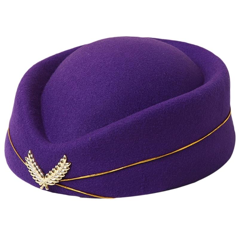 Stewardess-Hut, Stewardessen-Hut, Baskenmütze, Partygeschenke, Hüte, formelle Uniform, Kappen, Zubehör für Frauen, Party, Cosplay violett