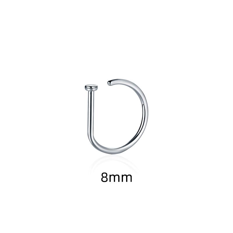 Nasenringe D-Form Hoop Stud Ohrknorpel Piercing Edelstahl Nasenloch Schmuck für Frauen Körper 8CM weiß