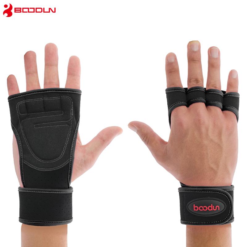 Boodun Sports Gewichtheben Gym Handschuhe Handgelenk Fitness Männer Handschuhe Halbfinger-Handschuhe L schwarz