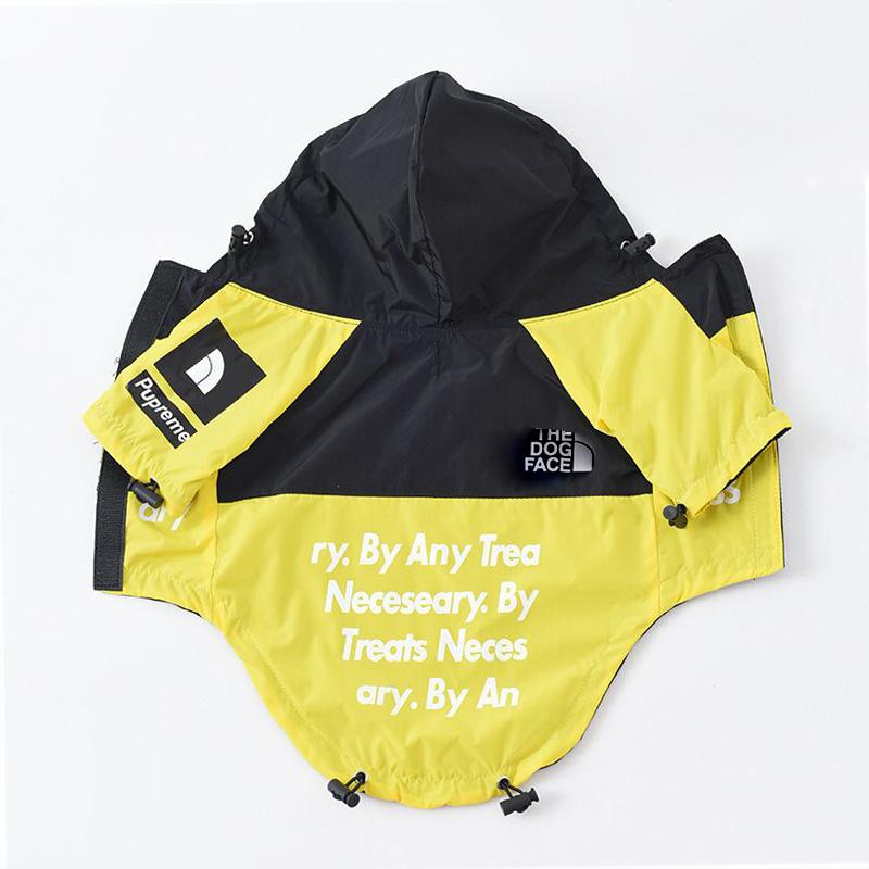 Wasserdichter Mantel für Hunde, Hundegesicht, Haustierkleidung, Outdoor-Jacke, Hunde-Regenmantel, reflektierende Kleidung für kleine, mittelgroße und große Hunde 5XL gelb