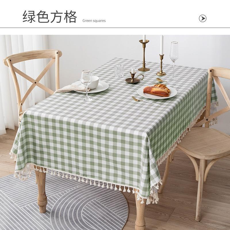 Einfache Plaid Tischdecke Pastoralen Baumwolle Leinen Esstisch Tischdecke Gitter Muster Schreibtisch Abdeckung Handtuch Tee Tuch Tisch Fall 120*120cm rectangle