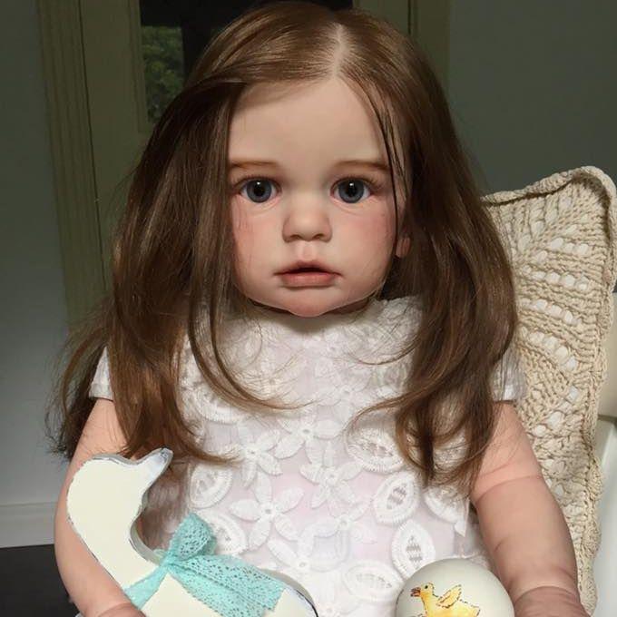 BZDOLL 60 CM 3D-Paint Haut Weiche Silikon Reborn Baby Puppe Für Mädchen Stoff Körper Realistische Lange Haare Prinzessin Kleinkind lebendig Dress Up Bebe 60cm 3D-paint Skin Doll
