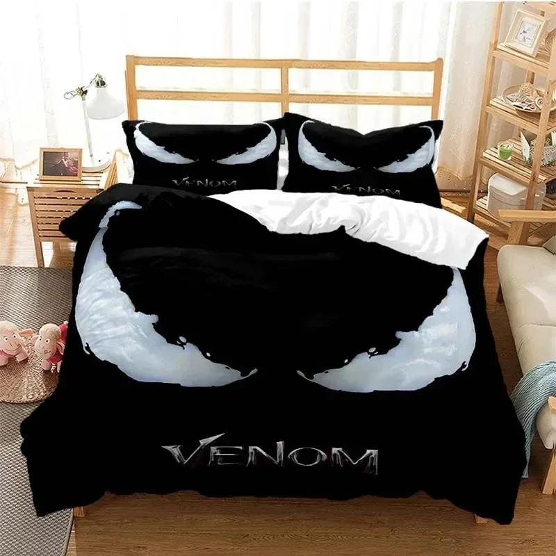 Venoms Bettwäsche-Set, Bettbezug, Bettset, Bettbezug, Kissenbezug, Bettdecke, Kingsize-Bett, Queensize-Bett, Jungen, Erwachsene US Queen 228x228cm