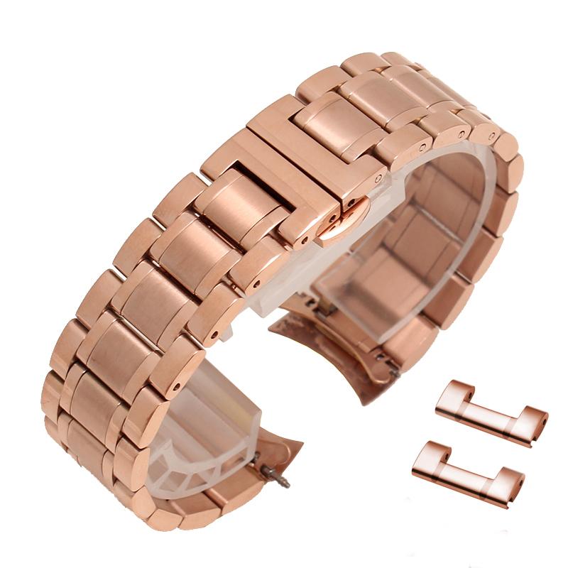 Edelstahl Uhrenarmband Gebogenes Ende Metall Armbanduhren Band 14mm 15mm 16mm 17mm 18mm 19mm 20mm 21mm 22mm 23mm 24mm Uhrenarmband 14mm rose gold