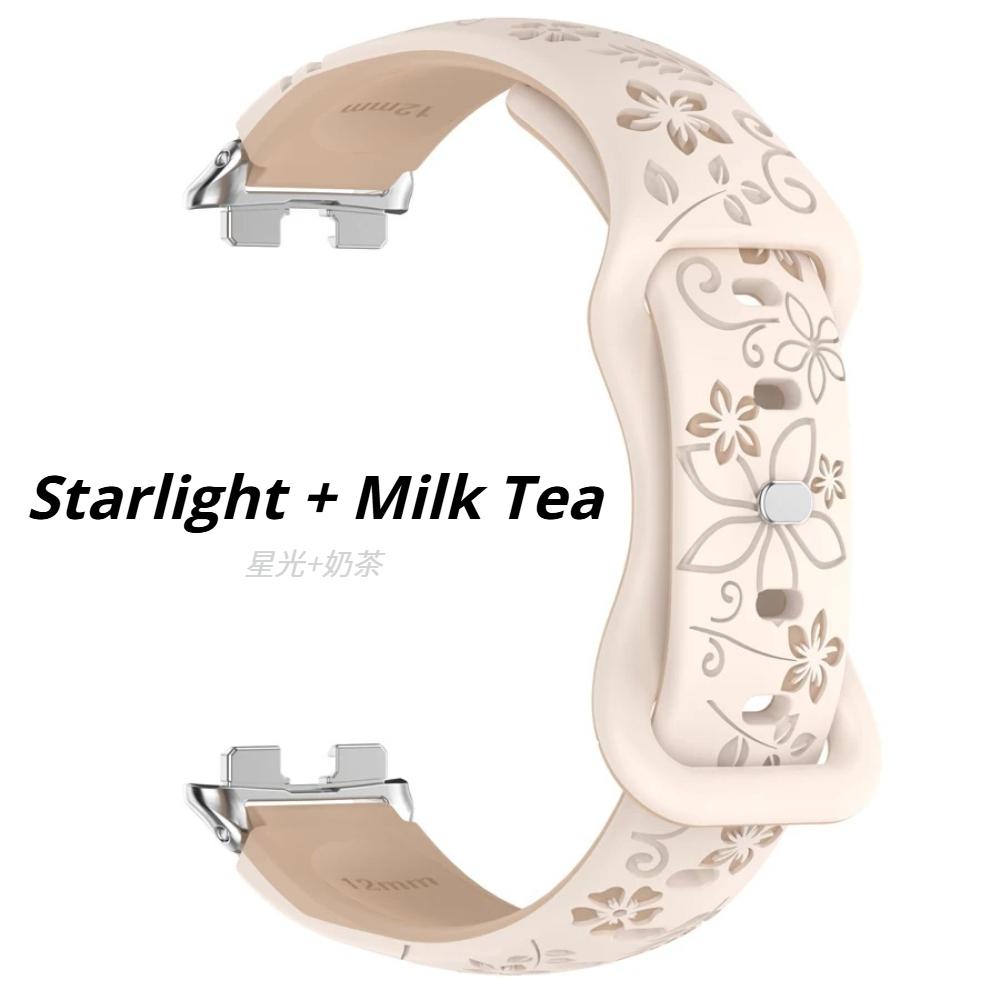 Silikon 3D Graviertes Blumenarmband für Huawei Band 11 Pro Armband Smartwatch Atmungsaktives Armband für HUAWEI Band 8 9 10 11 Armband Huawei Band 11/11Pro weizenblond