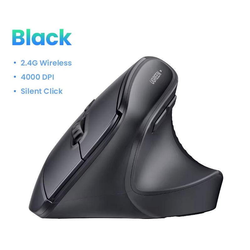 UGREEN Ergonomische Maus Kabellose Bluetooth Vertikale Maus Vertikaler Griff Stereoskopische Maus Licht und Sound Büromaus schwarz