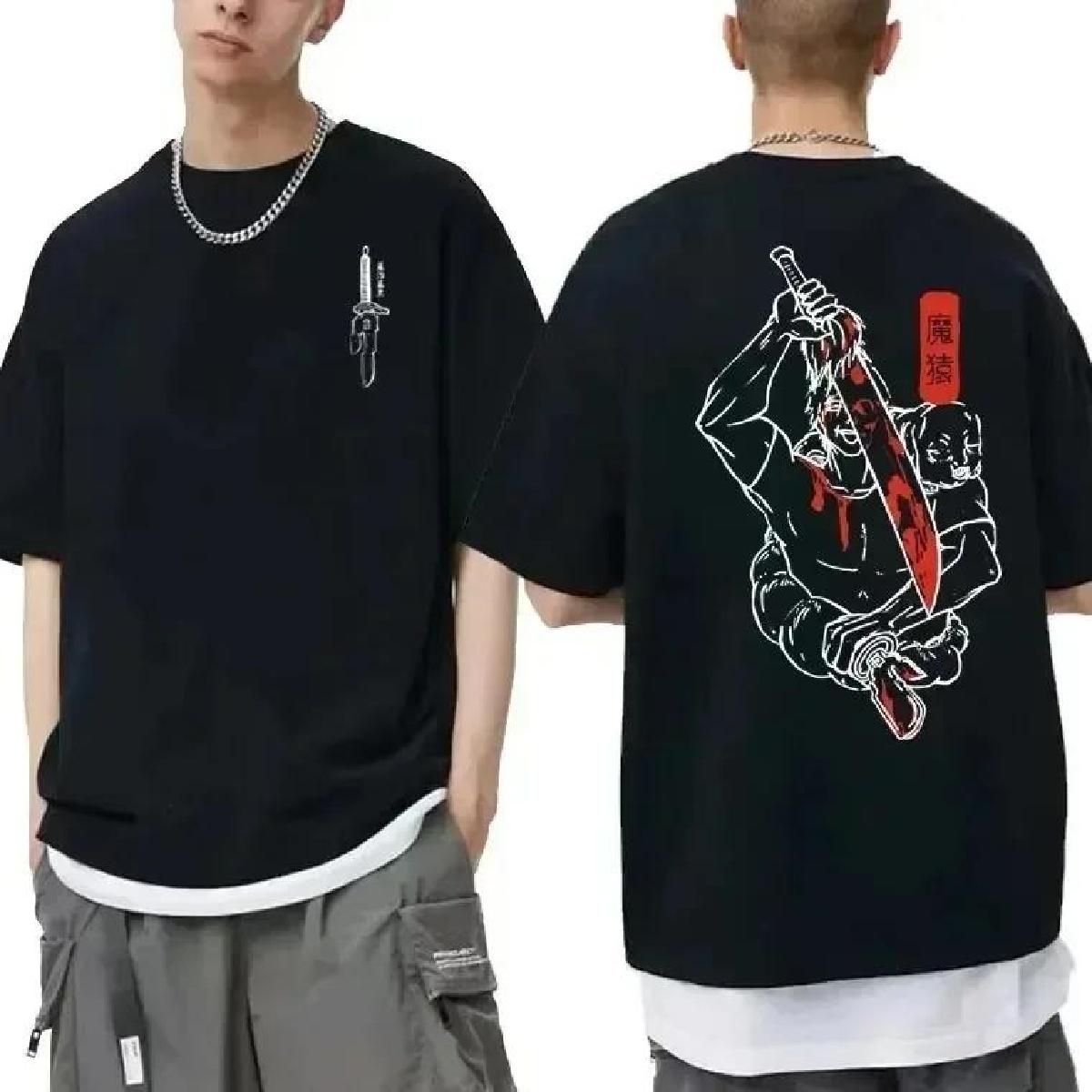 Männer Frauen Japanischer Anime Jujutsu Kaisen Fushiguro Toji Grafik T-Shirt Mode Übergroße T-Shirts Männliche Manga Mode Baumwolltop XXXXXL schwarz