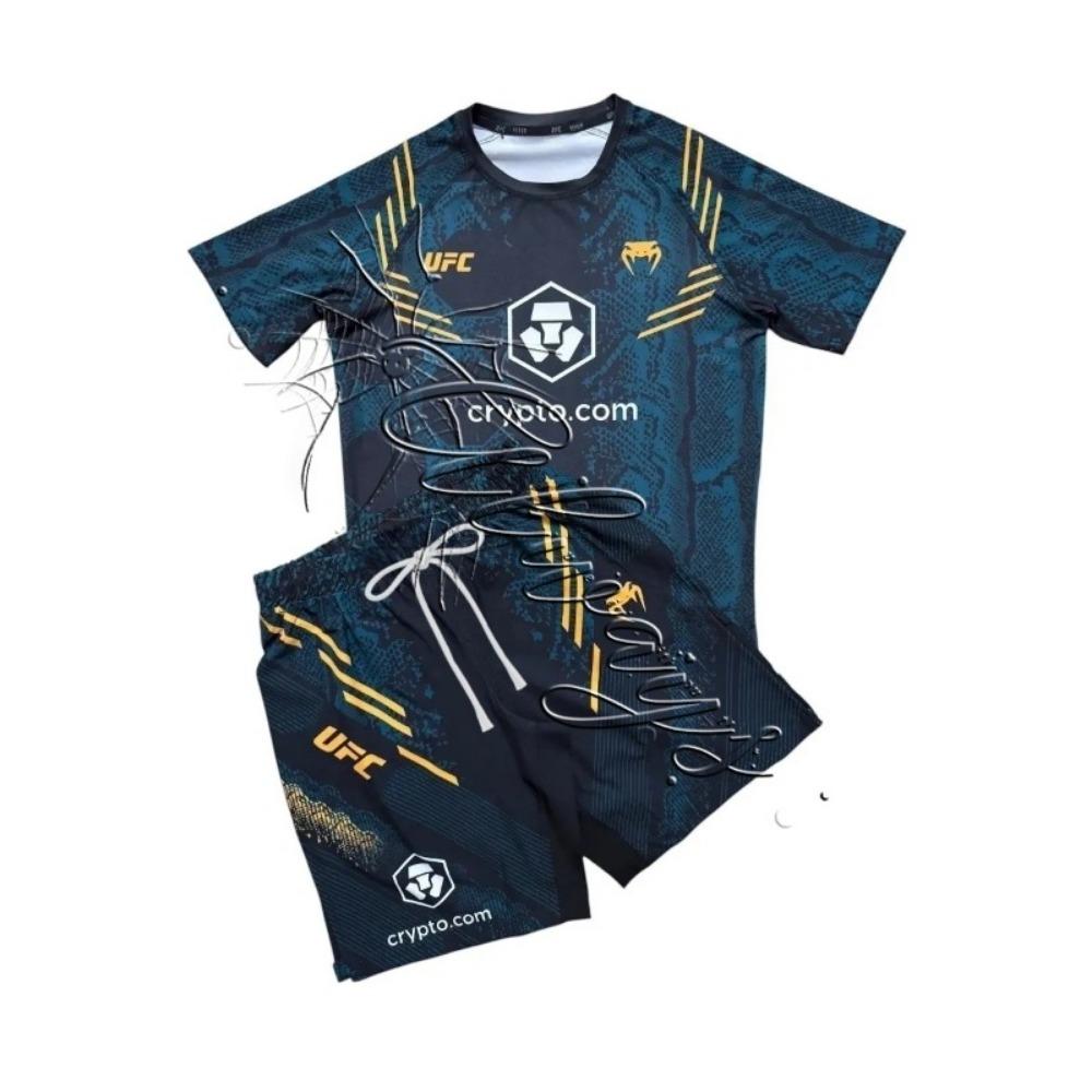 Kampfsport-Enthusiasten UFC Top Wrestling Schnelltrocknendes Set Herren und Damen Kurzarm-Shorts Schweißabsorbierendes und Atmungsaktives Set 5XL