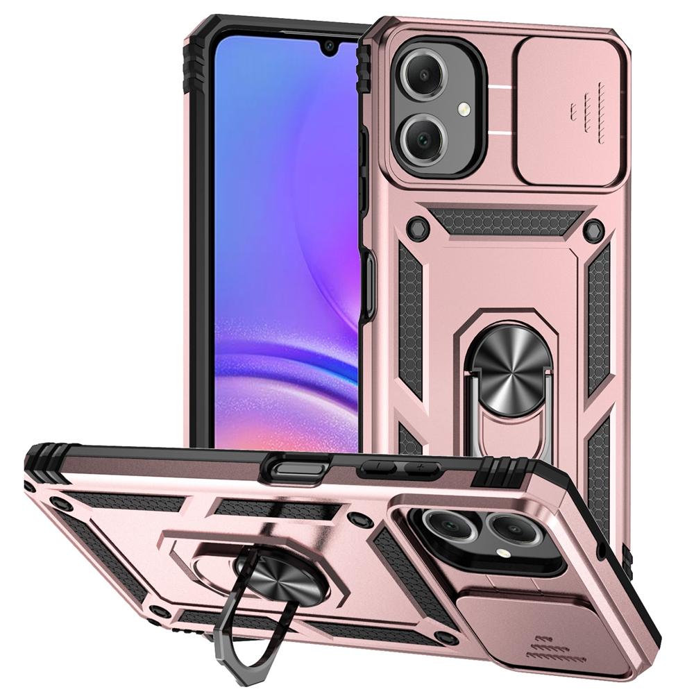 Für Samsung Galaxy A07 Hülle Auto Magnetring Ständer Panzer Handyhüllen für Galaxy A07 A 07 GalaxyA07 Schiebe Linsenschutz Abdeckung For Galaxy A07 rose gold