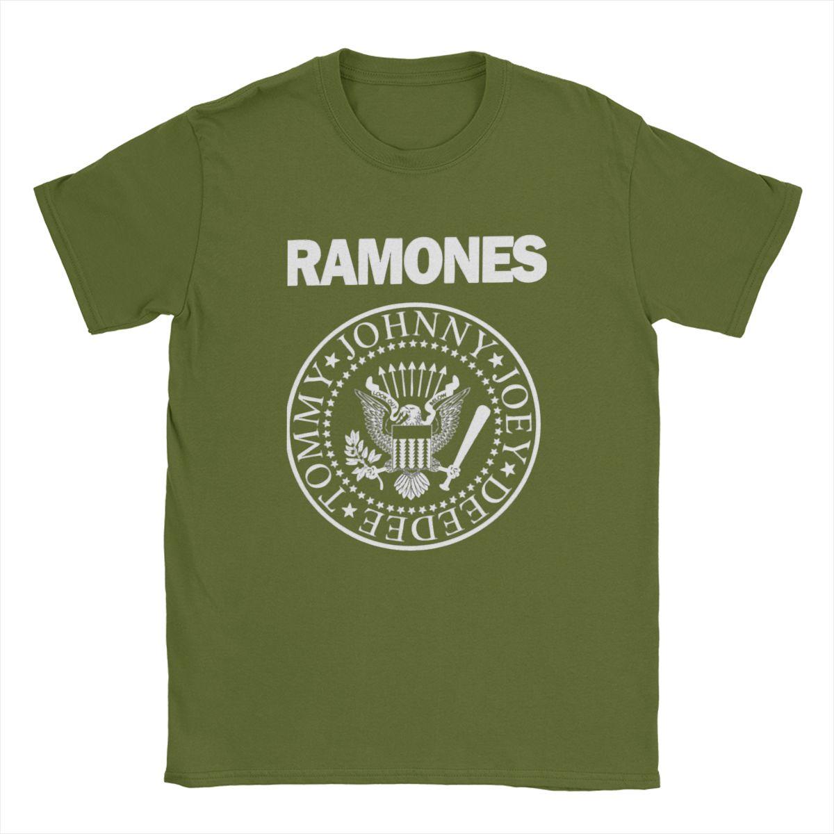 Verrückte Ramon Punk Rock T-Shirts Herren Rundhals Reine Baumwolle T-Shirts Tour Musik Y2K Heavy Metal Harajuku Kurzarm T-Shirts Tops M armee grüne