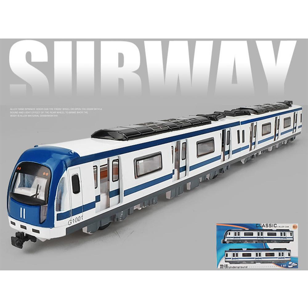 1/87 G1001 Hochgeschwindigkeits-U-Bahn-Zug Pull Back Anschluss Fahrzeugmodell Kinderfahrzeug Kinderspielzeug 1/87-Size:43*4.5*3.5cm blau