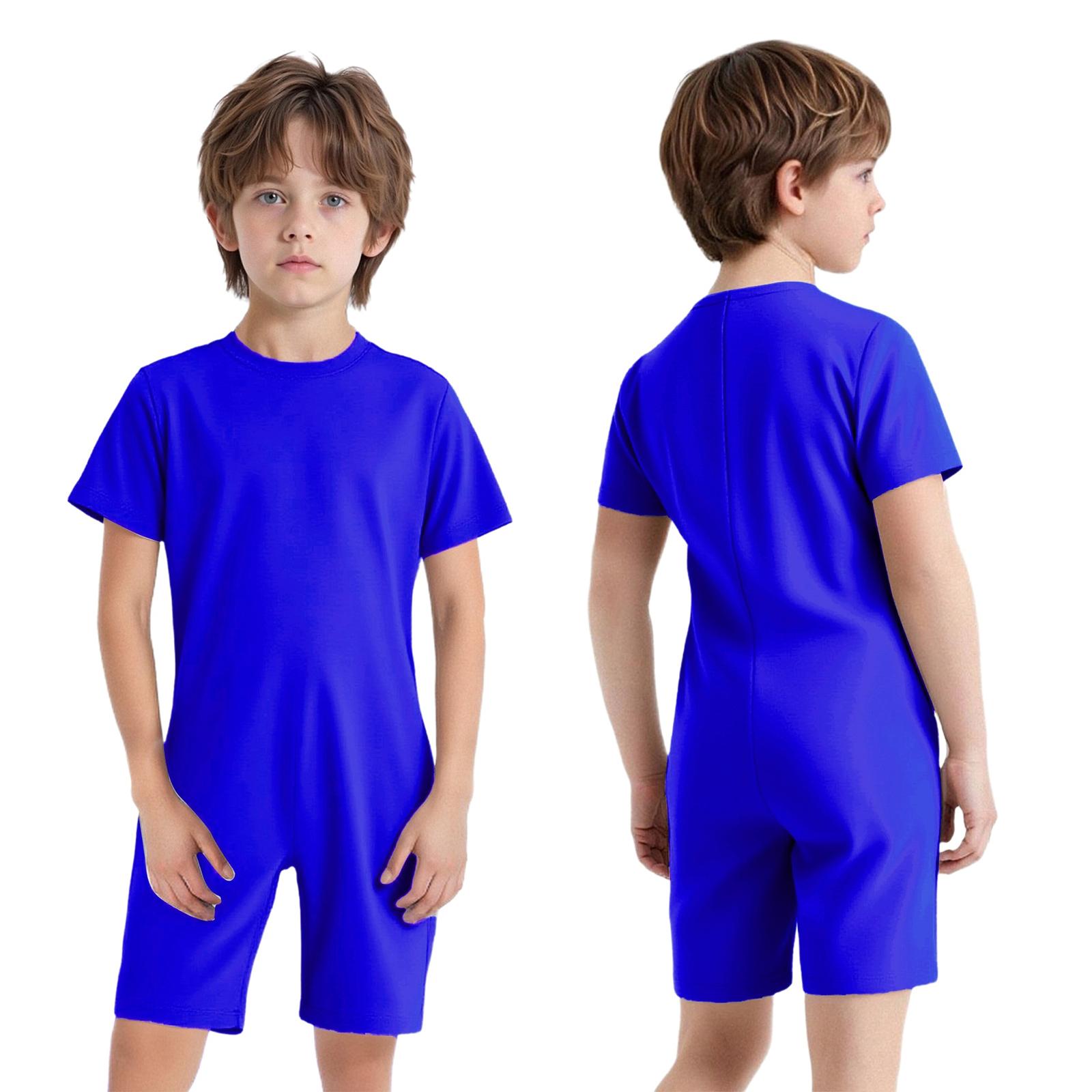 Kinder Jungen Mädchen Adaptive Kleidung Besondere Bedürfnisse Autismus Sensorischer Jumpsuit Anti-Strip Strampler Kurzes Bein Spielanzug 7-8 Years königsblau