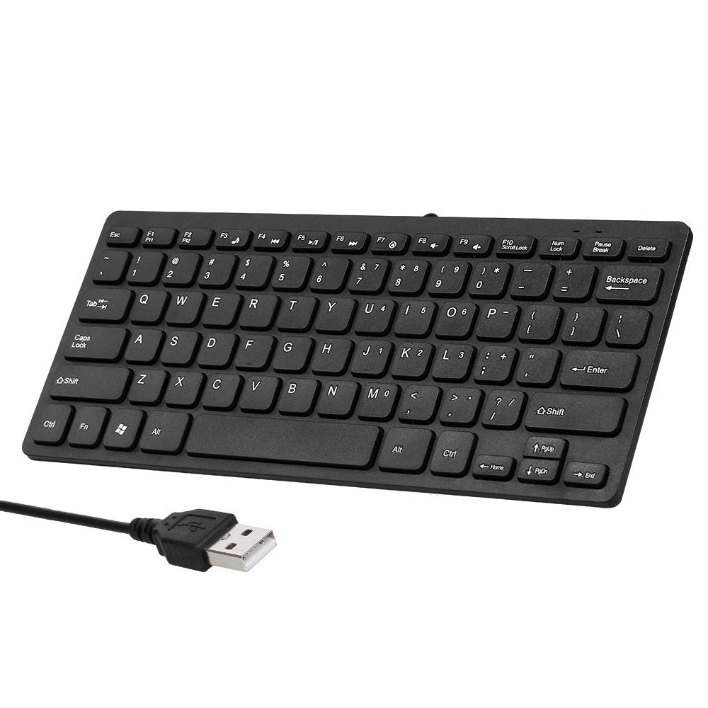 K1000 Mini-Tastatur, 78 Tasten, Mini-Tastatur, USB-betrieben, kabelgebundene Tastatur, Schokoladen-Tastatur, tragbar schwarz