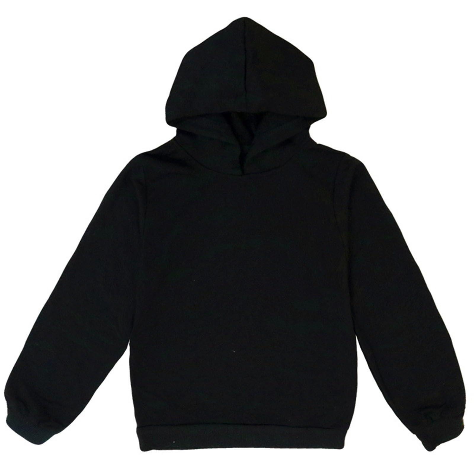 Kindermode Einfarbiges Pullover Lässiges Vielseitiges Kapuzensweatshirt 160 schwarz