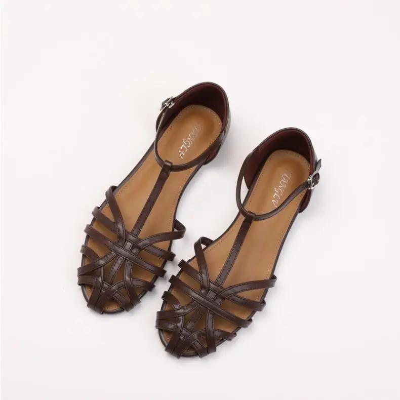 Baotou Sandalen für Damen Mode Atmungsaktiv Ausgehöhlte Sandale Mode Outdoor Freizeit Sandale Sommerurlaub Römische Schuhe für Damen 44 dunkelbraune