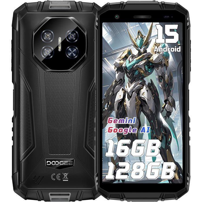 Unzerbrechliches Mobiltelefon DOOGEE Fire 3 Pro 16GB+128GB/TF 2TB 5,5  Unzerbrechliches Smartphone Android15 8350mAh Dual-SIM 4G/NFC Schwarz schwarz