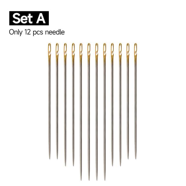 12/36PCS Nähen Nadeln Multi-größe Seite Öffnung Edelstahl Stopfen Nähen Haushalt Hand Werkzeuge 12PCS