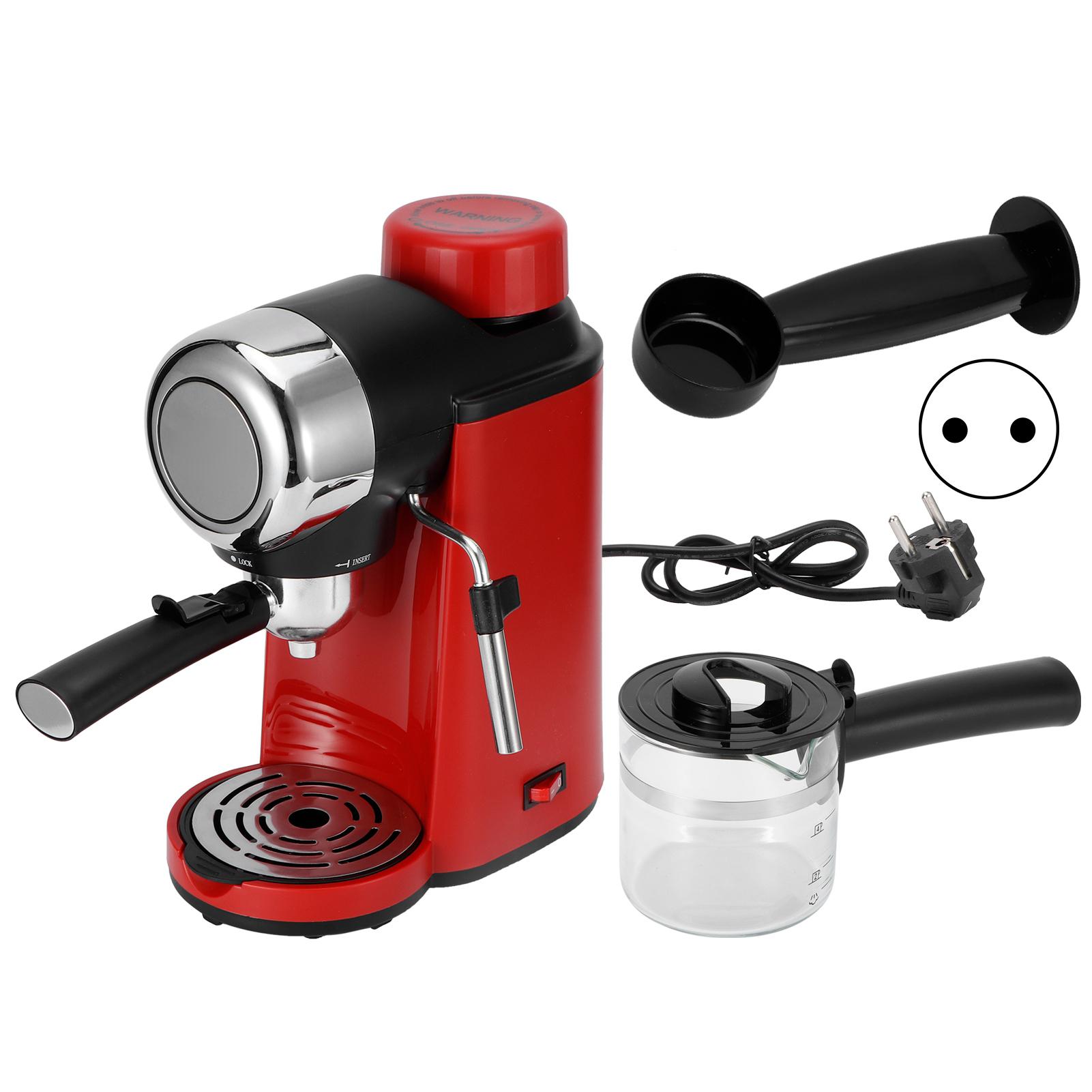 0.24L Kaffeemaschine Mini Halbautomatisch 5 Bar Pumpe Milchaufschäumer Kaffeemaschine Rot