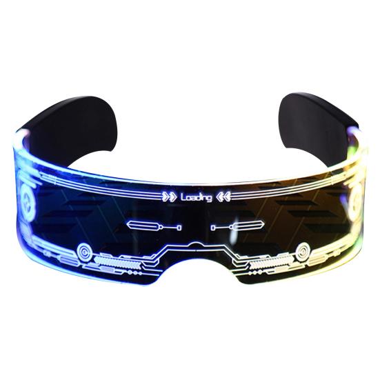 LED-Brille, 7 Farben, 12 Modi, Cyberpunk-Brille, blinkende Leuchtbrille für Halloween, Cosplay, Party, Bar C black