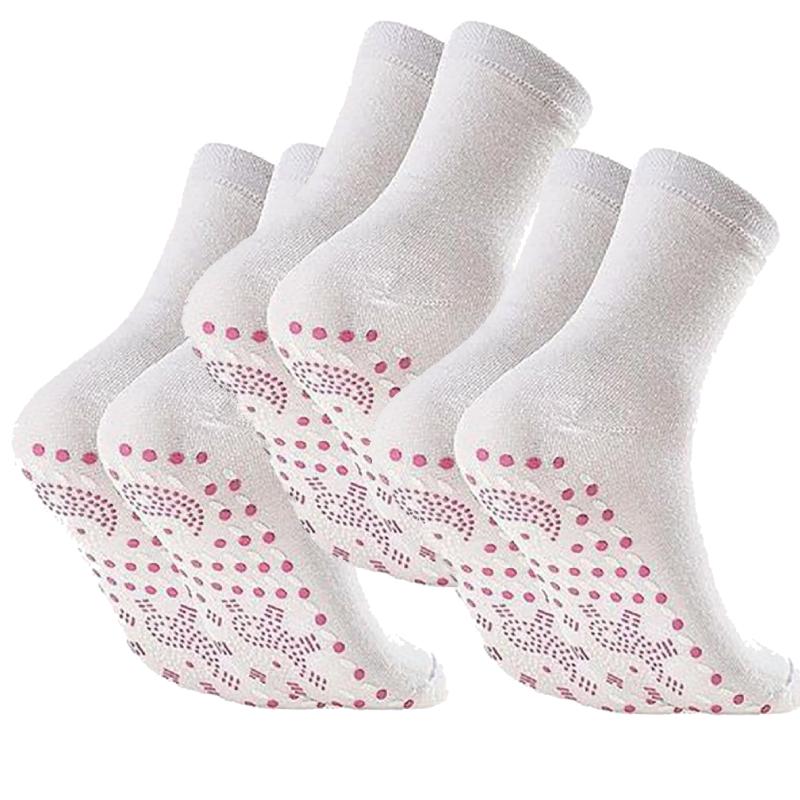 1/3/5 Paar Turmalin-Socken mit selbsterhitzender Wirkung, warme Wintersocken, Thermosocken für die Gesundheitspflege, kurze Socken zur Abnehmen, Magnetfeldtherapie-Socken 3 PCS weiß