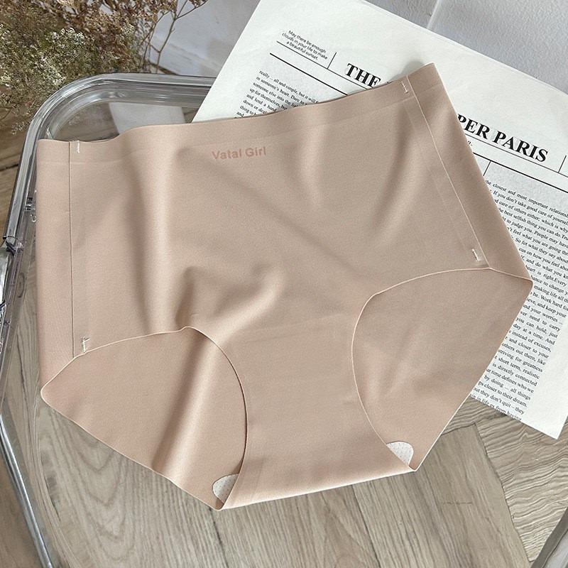 Damenunterwäsche Höschen Baumwolle Schritt Mittelhoher nahtloser Ice Silk Unterwäsche Slip M beige