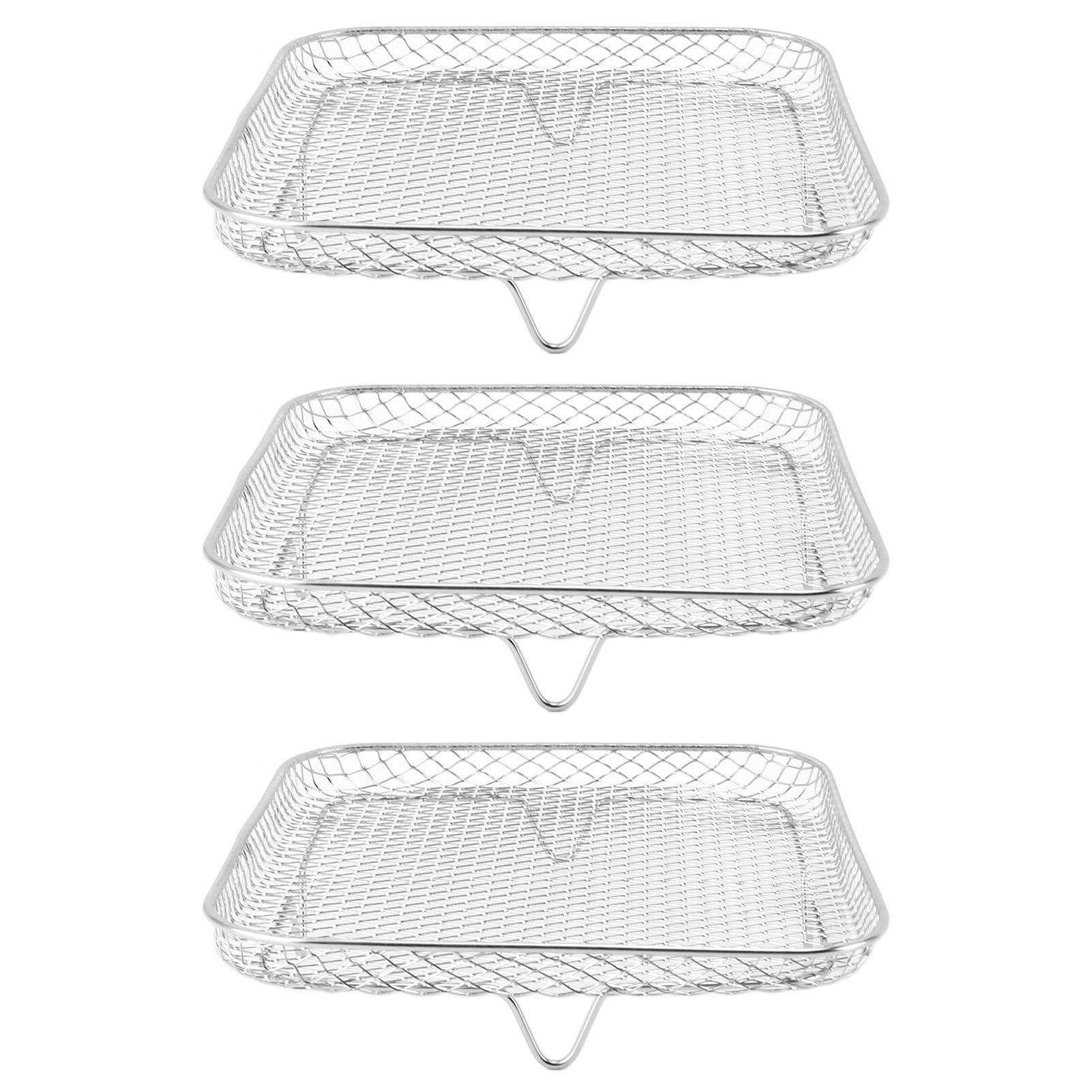 3-teiliges Fritteusen-Rost-Set 304 Edelstahl Stapelbares Mehrschicht-Dehydrator-Rost 8-Zoll-Fritteuse L