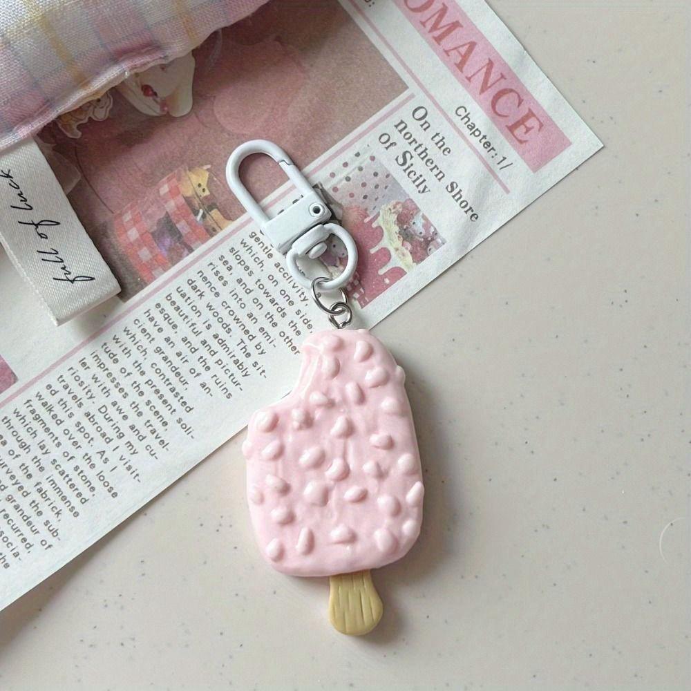 Taschenanhänger Schokoladeneis Schlüsselanhänger Auto Schlüsselanhänger Charms Simulation Lebensmittel Schlüsselanhänger Schmuckzubehör Harz Schlüsselanhänger Paar rosa